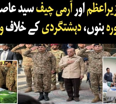 Prime Minister of Pakistan and COAS Asim Munir attend funeral prayers of 12 martyrs in Bannu, visit injured soldiers at CMH, and chair high-level meeting on terrorism.